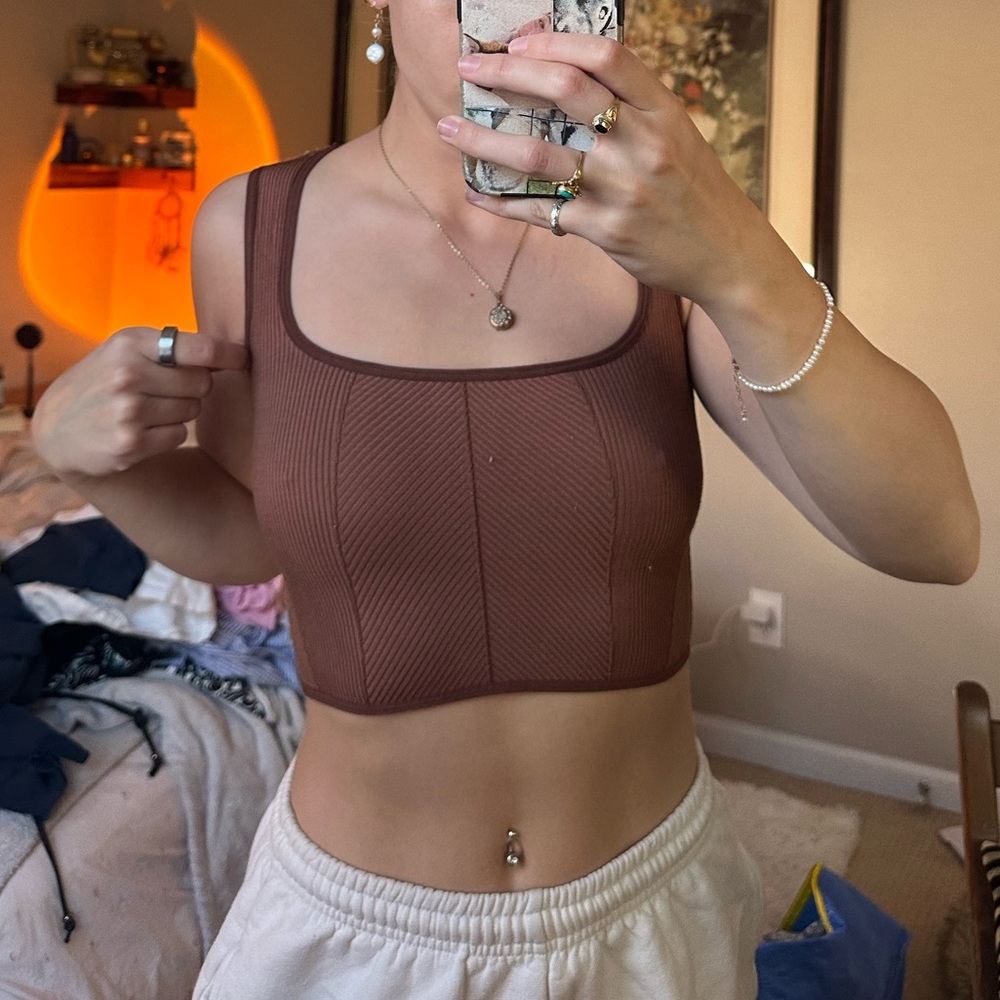 Anthropologie reddish brown Ribbed Crop Top